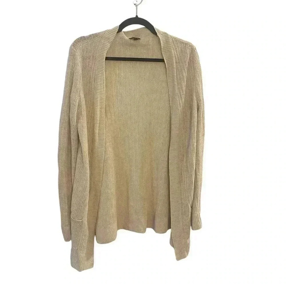 Talbots linen cardigan minimalist delicate knit ivory medium - Picture 1 of 8